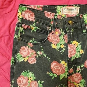 Guess Floral Super High Waisted Skinny Jeans